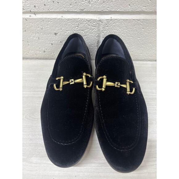 Steve Madden Sz 7 Delrayy Black Velvet Bit Slip On Men’s Dress Shoe Loafers main image 4